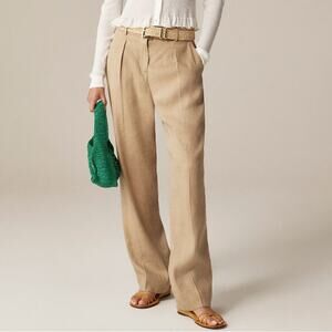 J.Crew Portia Pants WMNS Plus Size 20 Gold Honey Khaki Herringbone Linen Blend